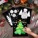 48 Pcs Christmas Velvet Coloring Posters Christmas Fuzzy Felt Coloring Pages Xmas Crafts for Adults Teenagers Classroom Holiday Arts Crafts Activity Party