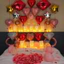 I Love You Light Up Letters with Flameless Tealights, Rose Petals and Balloons Luminary Bags for Happy Anniversary Decorations Proposal Decorations Love Decoration