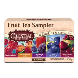 Celestial Seasonings Fruit Tea Sampler Herbal Tea Variety Pack, Caffeine Free, 18 Tea Bags Per Box,  BB Date 11/12/2027