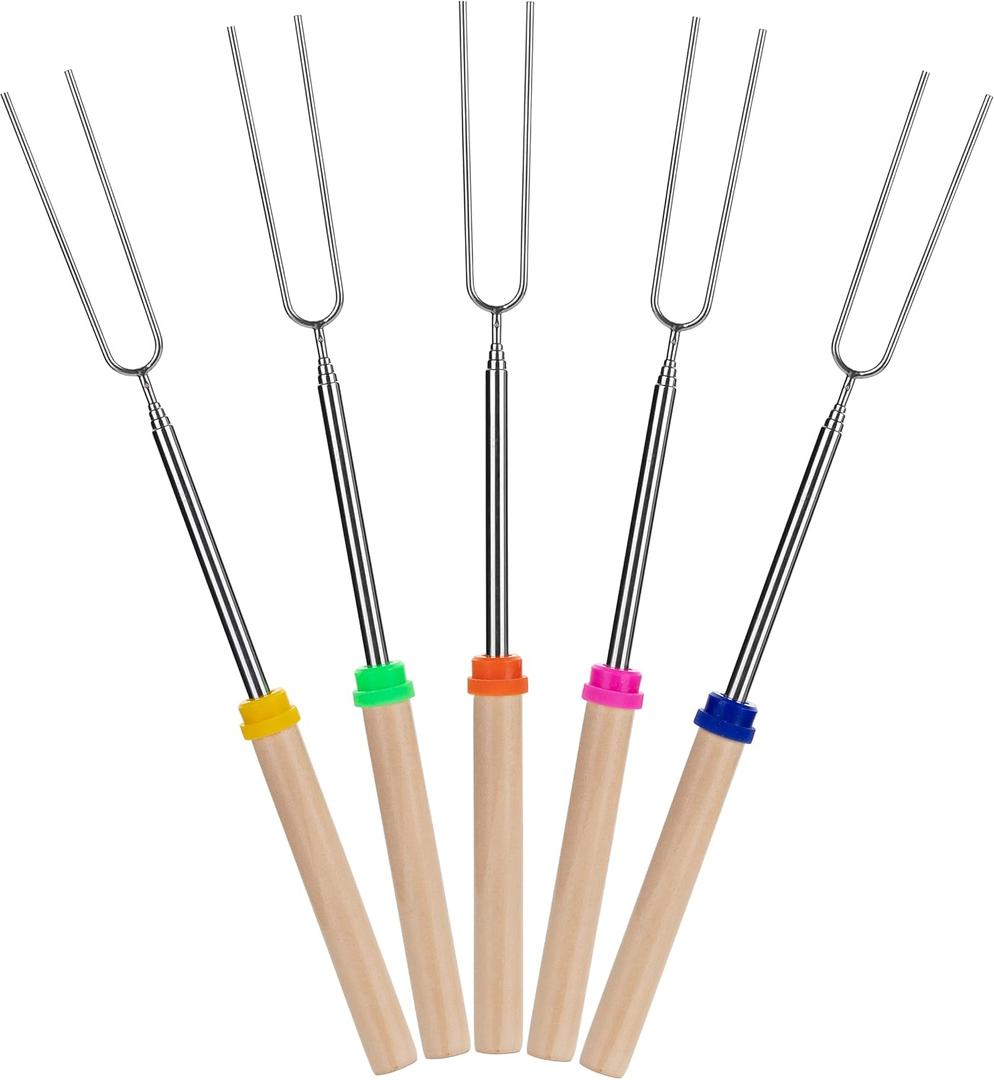 UNCO - Extendable Stainless Steel Roasting Sticks, 5 Pack, 32" - For S'mores, Hot Dogs, Campfires and Fire Pits (2 missing)