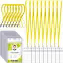 Marspark 200 Pcs Name Tag Lanyards with ID Holder Lanyards for ID Badges Resealable Flat Neck Name Tag with Clip Waterproof Plastic Clear Badges Bulk for School Office Supplies (Yellow)