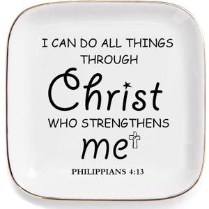 2 x Inspirational Gifts for Women Friends, Christian Gifts for Women Faith Jewelry Dish - I Can Do All Things - Religious Spiritual Gifts for Female Coworker Sister Christian Birthday Christmas Gifts