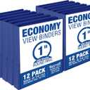 Samsill 1 Inch 3 Ring Binders, Economy Round Ring, Clear View Cover, 200 Sheet Capacity - for School, Home, Office - Blue, 12 Pack