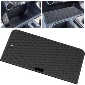 MIKKUPPA Center Console Compartment Cover - [Glue-Free Upgrad with USB Holes] Replacement for 2021-2025 Ford F150 Accessories, 2022-2025 Lightning XLT PRO (Fit Open Pocket in Front of The Shifter)