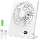 Zuvas Desk Fan Battery Operated Fan Rechargeable 180Tilt Folding Personal Fan Ultra Quiet Small Portable 3 Speed Adjustable Strong Wind Fan For Office Bedroom Home Desktop Camping (White)