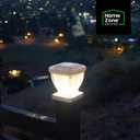 Home Zone Security Solar Post Cap Lights - Decorative Glass LED Outdoor 4x4 (3.5 x 3.5 in.) Post Lights, White (2-Pack)