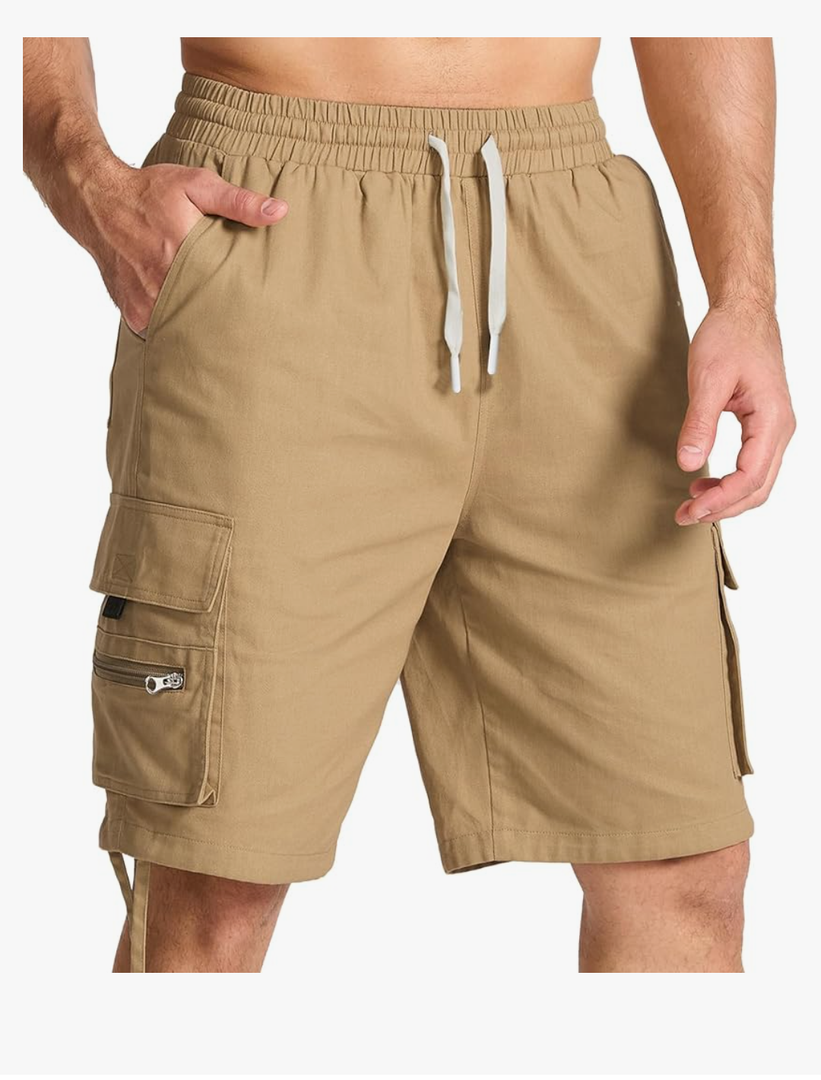 Mens Cotton Cargo Hiking Shorts with Multi Pockets Summer Outdoor Work Casual Shorts, Size 2XL