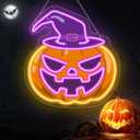Halloween Neon Sign  Halloween Neon Signs for Wall Decor, Pumpkin Light Up LED Neon Sign for Room, Party and Halloween Holiday Decorations, Kids Gift