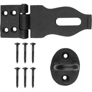 Renovators Supply Black Wrought Iron Hasp Door Latch - Heavy Duty Security Padlock Hasp - Ideal for Doors and Gates - Door Lock for Safety - 4 Inches - Pack of 1