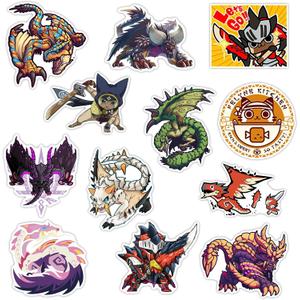 Pounchi Cartoon Monster Game Fridge Magnets (12 Pcs) Cool Video Game PVC Metal Magnetic Sticker, Flexible Reusable Decorations for Office Cabinets Fridge Locker Teens