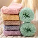 Geyoga 6 Pairs Fuzzy Socks Valentines Gifts for Women Soft Plush Sleeping Slipper Winter Fluffy Socks Gifts for Grandma Mom (L)