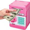 Electronic Piggy Bank for Kids 6 7 8 9 10 11 12 13 Year Old Girl Birthday Gifts Fun Toy for Age 6-13 for Kids to Save Cash and Coins (Pink)