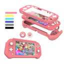 Switch Lite Case Protective Case for Nintendo Switch Lite, Compatible with Nintendo Lite, Screen Protector Cover Hand Grip Cover with Detachable TPU+Built-in PC Screen + 2 Thumb Grip Caps, Pink