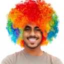 Joy Join Unisex Short Fluffy Afro Funny Wigs for Halloween,Holiday Party Clown Costume