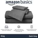 Amazon Basics 4 Piece Bed Sheets Set, 100% Cotton Jersey, Includes Super Soft, Flat and Fitted Sheets, Pillowcase, King, Dark Gray, Solid
