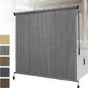 Shade&Beyond Outdoor Roller Shades with Splicing Design, 6' W x 6' H Cordless Patio Roll Up Blinds, Exterior Shade Cloth Roll for Porch, Gazebo, Pergola, Balcony, Gray
