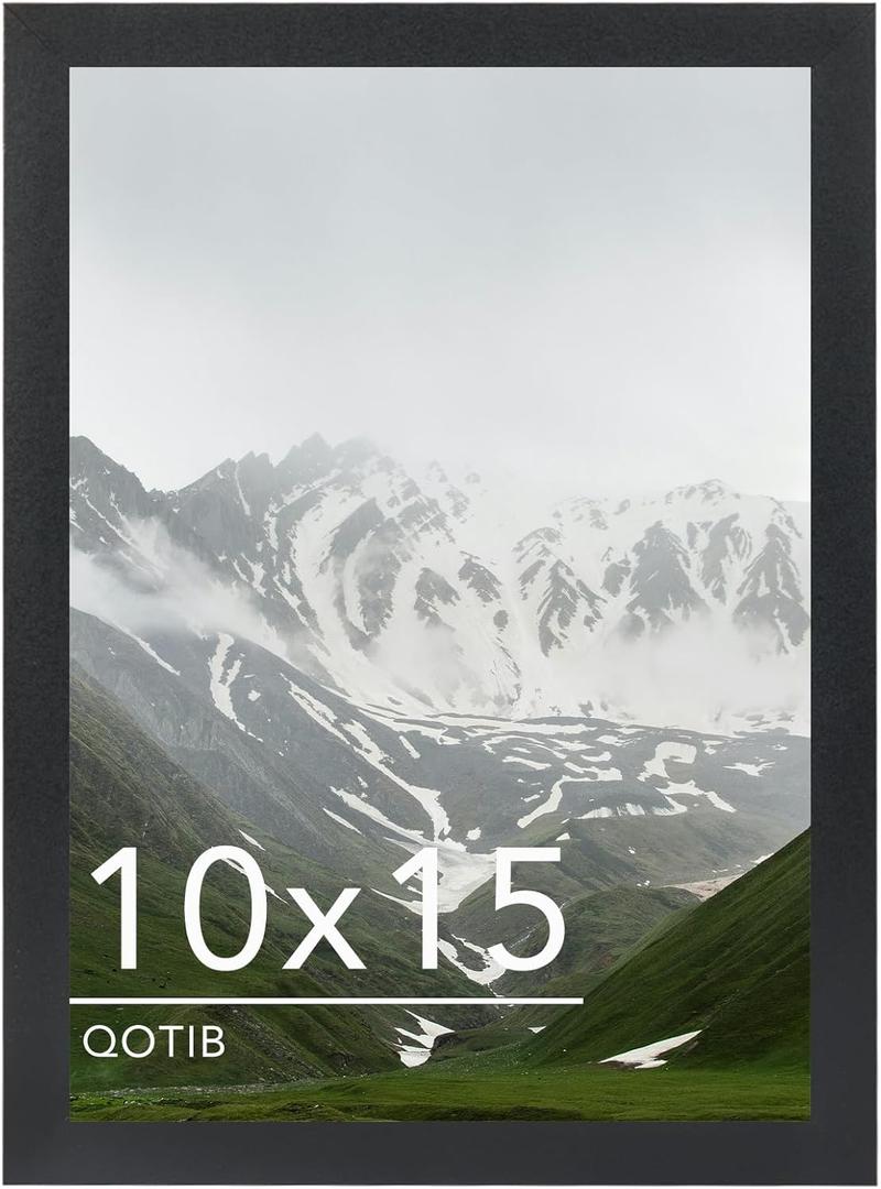 10x15 Picture Frame Black for Wall Mounting, Horizontal and Vertical Formats for Wall Hanging, Wood 10x15 Frame, Black, 1 Pack
