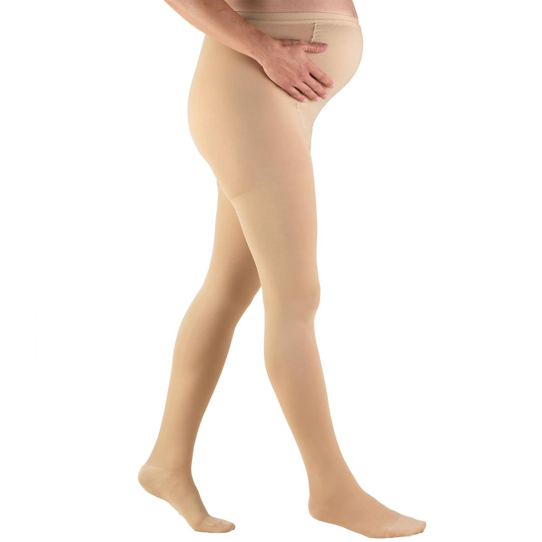 Truform 20-30 mmHg Maternity Compression Pantyhose, Tummy Support for Pregnant Bumps, Beige, X-Tall
