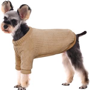 Kuoser Dog Sweater, Clothes for Medium Dogs Girls Boys, Soft Thickening Warm Shirt Winter Puppy Sweater for Schnauzer, French Bulldog (Brown L) (Large (Chest: 24.4 inches))