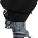 Waterproof Outboard Motor Cover 600D Fade Resistant Boat Engine Hood Cowling Cover Fits Motor 225-300 HP, Black