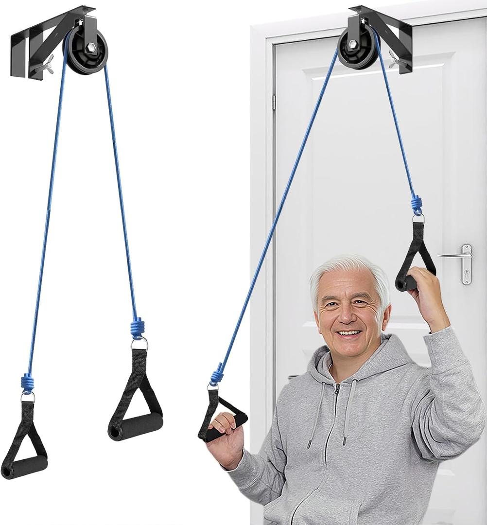 Shoulder Pulley for Physical Therapy & Rehab, Over The Door Pulley System with Metal Bracket, Over Door Exercise Pulley for Injury Rehab Recovery Stretching