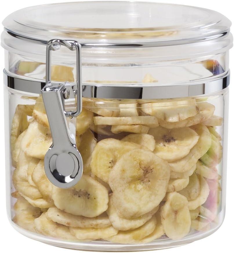 Oggi Clear Canister with Clamp Lid, 38 oz - Large Airtight Food Storage Container, for Kitchen & Pantry Storage of Bulk, Dry Foods Including Pasta, Flour, Sugar, Coffee, Rice, Tea, Spices & Herbs