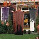 DR.DUDU 3 Pack Hanging Halloween Decor Outdoor Pumpkins Ghost Spooky Skeleton with Bendable Arms, Pumpkin Decorations with Lighted Head for Tree Porch Garden Party Indoor Dcor