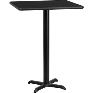 Flash Furniture Stiles 30'' Square Black Laminate Table Top with 22'' x 22'' Bar Height Table Base