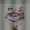 SUUKSESS Women Sexy Lace V Neck One Piece Swimsuit Tummy Control Bathing Suit (Small)