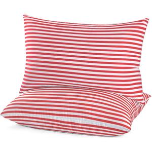 Bed Pillows for Sleeping 2 Pack Queen Size，Super Soft Down Alternative Microfiber Filled Pillows,Pillows for Side and Back Sleepers,20 x 30 Inches,Red