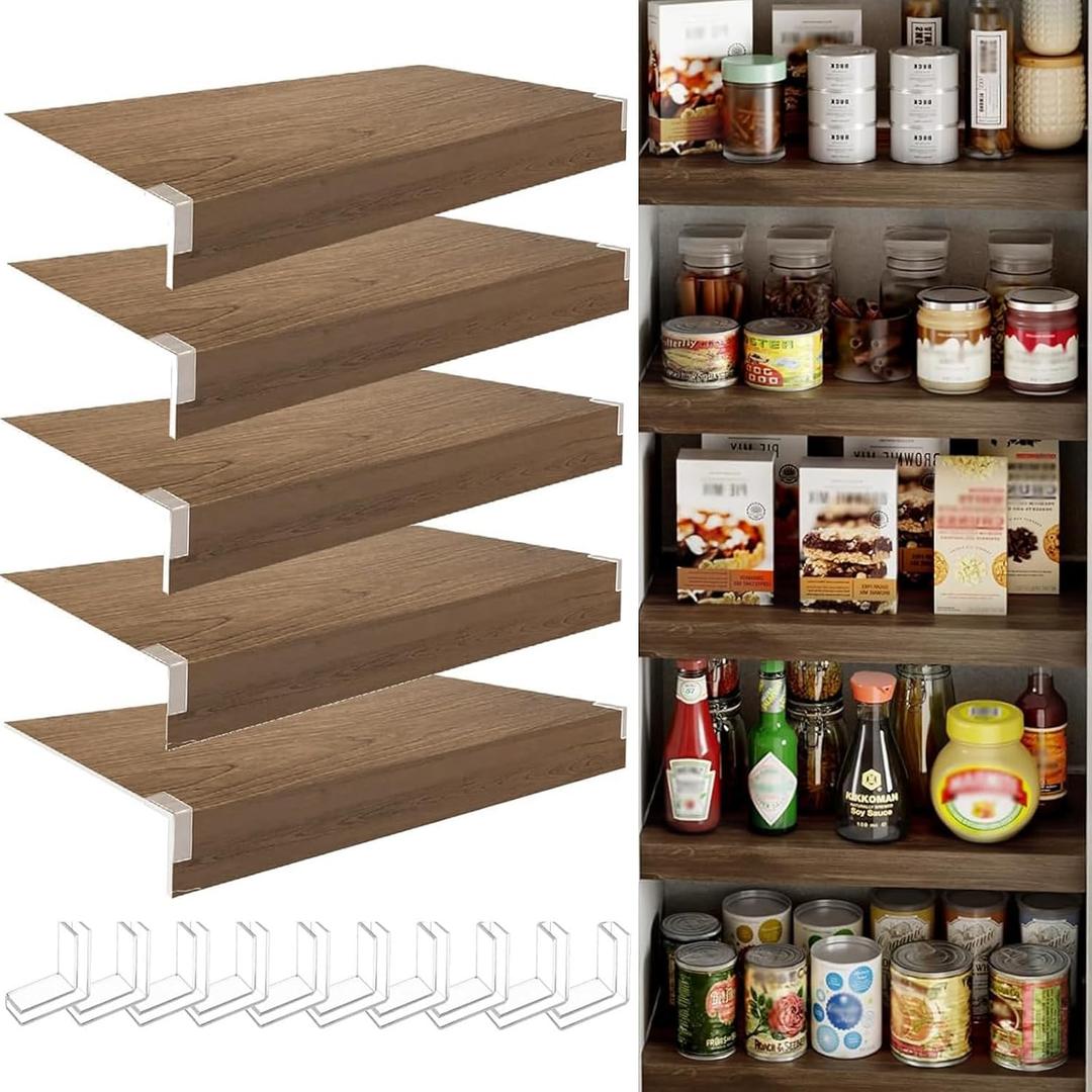 5PCS Wire Shelf Covers for Pantry, Preventing Leakage of Items & Removable, PVC Wire Rack Covers for Shelves Closet Kitchen (30 X 12, Walnut Grain)