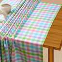 HEIRLOOM COMFORT Multi Color Check Table Cloth, 100% Cotton, 60x102 Inch, Fits 8-10 Seats, Soft, Durable, Washable, Wrinkle Resistant, Rectangle Table Cover for Dining, Holiday Celebrations, Dinner