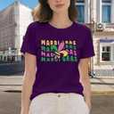 Fat Tuesday Shirts for Women Carnival T-Shirt New Orleans Party Tee Tops (Purple, XL)