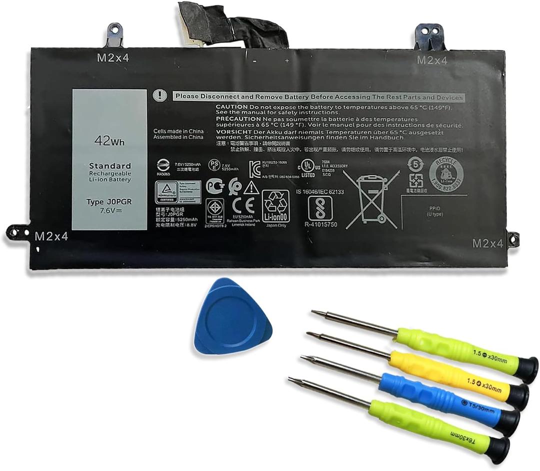 J0PGR Laptop Battery Replacement for Dell Latitude 5285 E5285 5290 2-in-1 Series T17G T17G001 T17G002 JOPGR 0J0PGR 0X16TW X16TW 0FTH6F FTH6F FTG78 1WND8 0RDYCT RDYCT 7.6V 42Wh 5250mAh 4-Cell