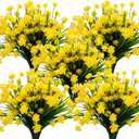 Grunyia Artificial Flowers Outdoor UV Resistant Fake Plants Indoor Outside Hanging Planter Home Garden Decor, 10 Bundles (Yellow)