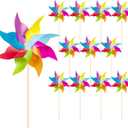 HOOSUN 12 Pack Rainbow Pinwheels for Yard and Garden,Rainbow Party Decorations for Kids, Colorful Garden Wind Spinners Outdoor Decor,Party Favors for Kids,Lawn,Yard,Patio