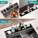 2 x PEKER Teak Wood Faucet Mat for Kitchen Sink 19.7" Natural Teak Sink Splash Guard Tray, Water-Resistant Wooden Sink Drip Catcher & Organizer for Kitchen & Bathroom Counter