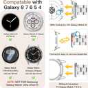 Melyis Slim Metal Band Fits for Samsung Galaxy Watch 8 7 6 5 4 FE 40mm 44mm/Galaxy Watch 8 6 4 Classic, 20mm Stainless Steel Galaxy 8 Watch bands for Women, Thin Band for Samsung Watch Bands-Silver
