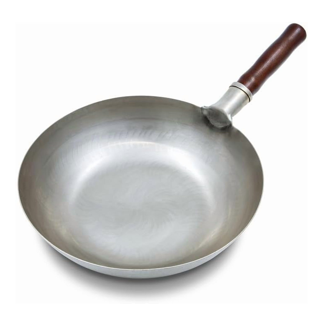 welsteepse Carbon Steel frying pan, Carbon Steel skillet,Traditional Hand Hammered Wok,13 Inch,frying pan,skillet,wok pan White