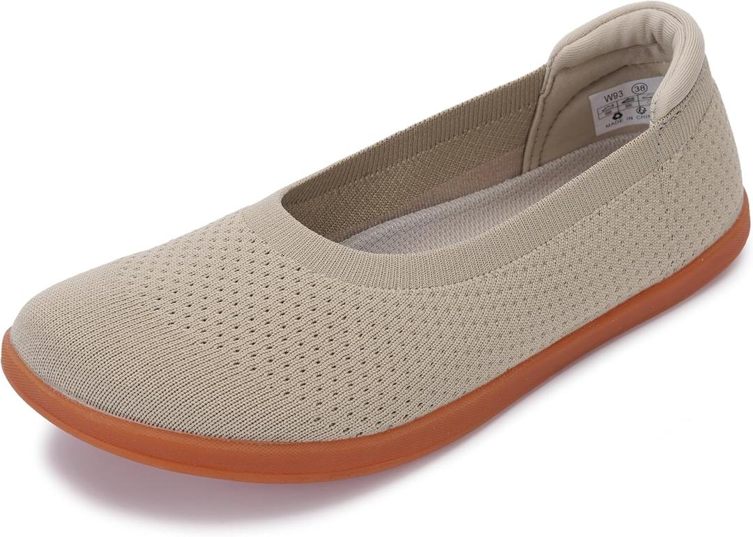 WHITIN Women's Barefoot Ballet Flats + Wide Toe Box + Zero Drop Sole (9, Beige)