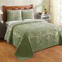 Better Trends 100% Cotton Chenille Bedspread Set Queen Size Bedspread, Soft Lightweight Sage Coverlet Bedspread Set, All Season Medallion Design 102" x 110", 2 Standard Sham