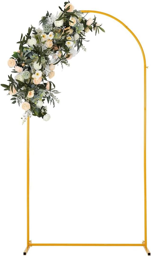 Vincidern 6.6 FT Wedding Arch Backdrop Stand for Party, Balloon Arch Stand, Wedding Arches for Ceremony, Metal Arch Backdrop Stand for Baby Showers, Birthday Party, Events Decoration Door Frame Gold