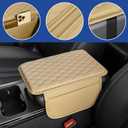 Car Center Console Cover, Car Arm Rest Cover with Side Storage Bags, 7.8In x 12.1In Universal for Most Cars, Trucks and Vans (Beige)
