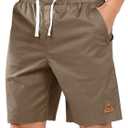 NORTHYARD Mens Casual Cotton Shorts 9 Inch Hybrid Golf Work Board Shorts with Zipper Pockets Quick Dry (Beige, M)