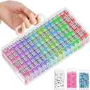 ARTDOT 64 Jars Storage Containers for Diamond Art Kits for Adults, Portable Storage Organizer with Sticker Labels for Diamond Painting Accessories and Tools