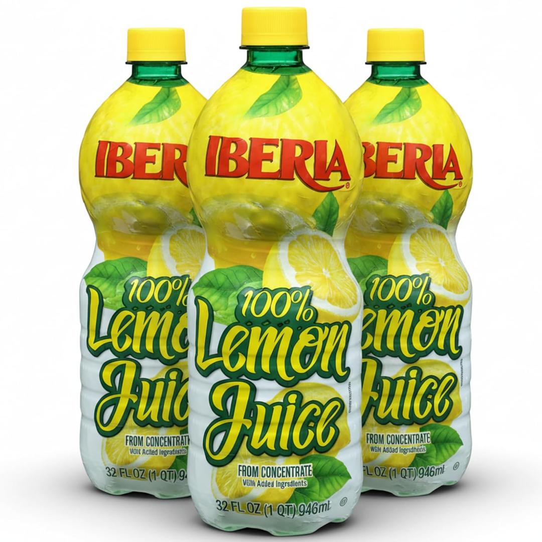 Iberia 100% Lemon Juice, 32 Ounce (Pack of 3) (EXP 09/06/27)