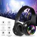 Wireless Bluetooth Headphones-Colorful Lights,Foldable,Bluetooth 5.0,10 m Range,Stereo Surround,Built-in Microphone,Comfortable affixed Ears (Black)