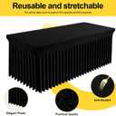 Smiry Spandex Tablecloth 6 Pack, Elastic Fitted Stretch Tablecloth for 6FT Rectangle Tables, Waterproof Washable Table Cover Skirt for Wedding, Banquet & Parties (Black, 72Lx30Wx30H Inch)
