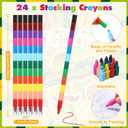 Funrous 24 Pcs Christmas Books with 24 Stacking Crayons Holiday Activity Books Rainbow Crayons Stocking Goodie Bag Stuffer Party Favors Supplies (Mexico Style)