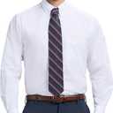 Izod Mens Dress Shirt Regular Fit Long Sleeve Wrinkle Free Stretch Button Down Collar (18"-18.5" Neck 34"-35" Sleeve, White)